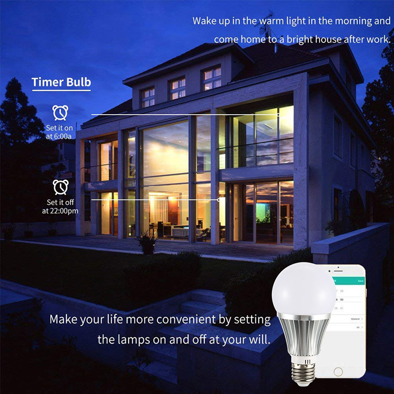 7W E27 RGBW LED WiFi  Smart Light Bulb, AC85-265V, Work With Aleax Google Home